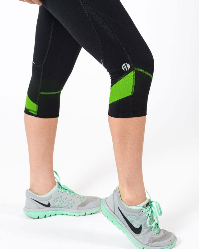 Black Performance Crop with Lime Accents
