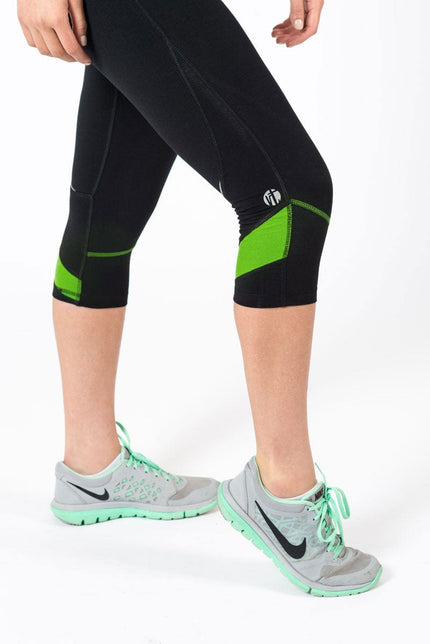 Black Performance Crop with Lime Accents