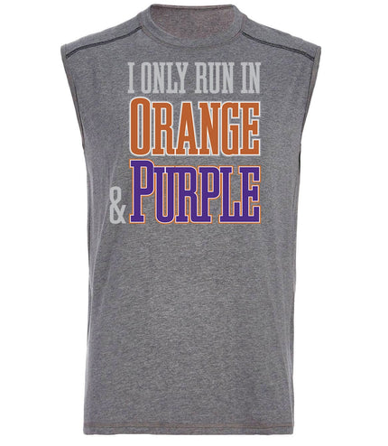 I Only Run in Orange & Purple Sleeveless Mens Tank