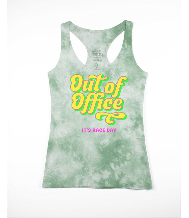 Out of Office Green Tie-Dye Core Racer (choose your message)