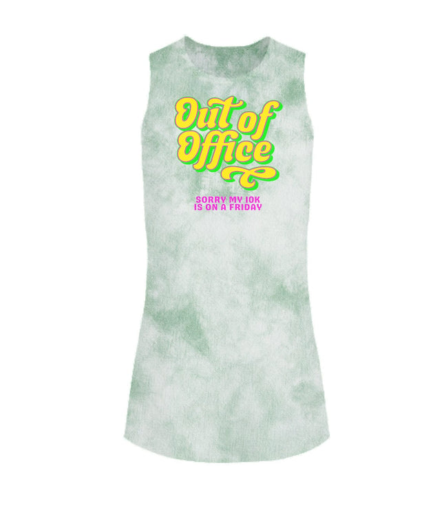 Out of Office Green Tie Dye Core Tank (choose your message)