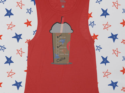 Custom COLD Coffee Cup Red White and Blue Stars