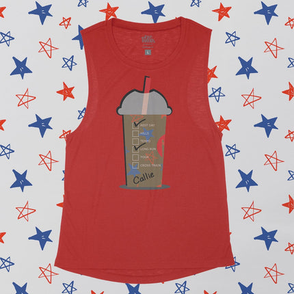 Custom COLD Coffee Cup Red White and Blue Stars
