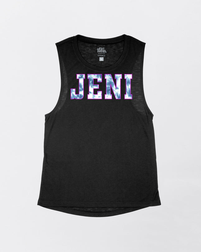 Custom NAME Front Tie-Dye Flowy Tank