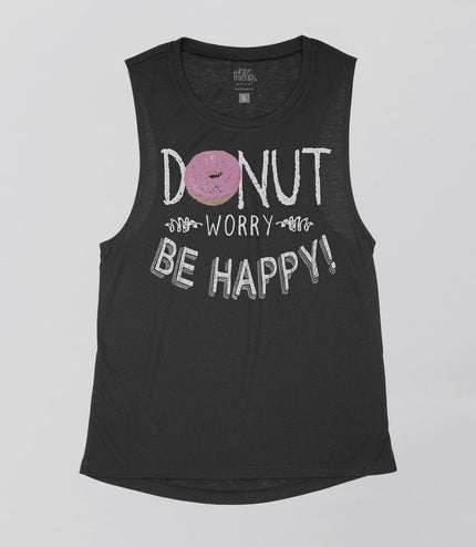 Donut Worry. Be Happy. Flowy Tank
