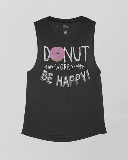 Donut Worry. Be Happy. Flowy Tank