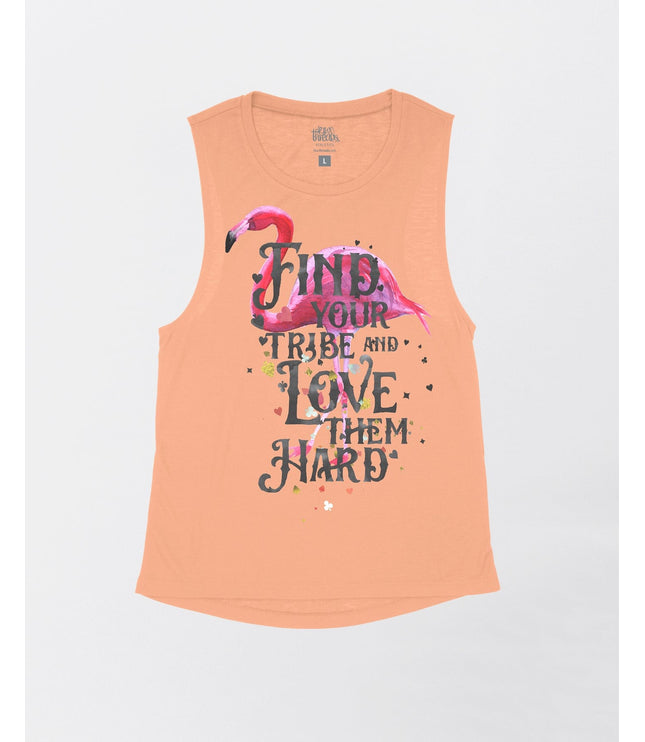 Find your Tribe Love them Hard (Flamingo) Flowy Tank
