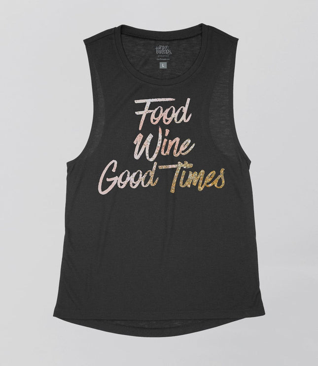 Food Wine Good Times Flowy Tank