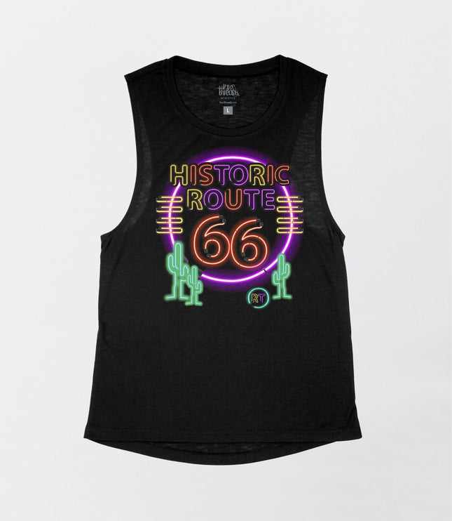 Neon Historic Route 66 Flowy Tank