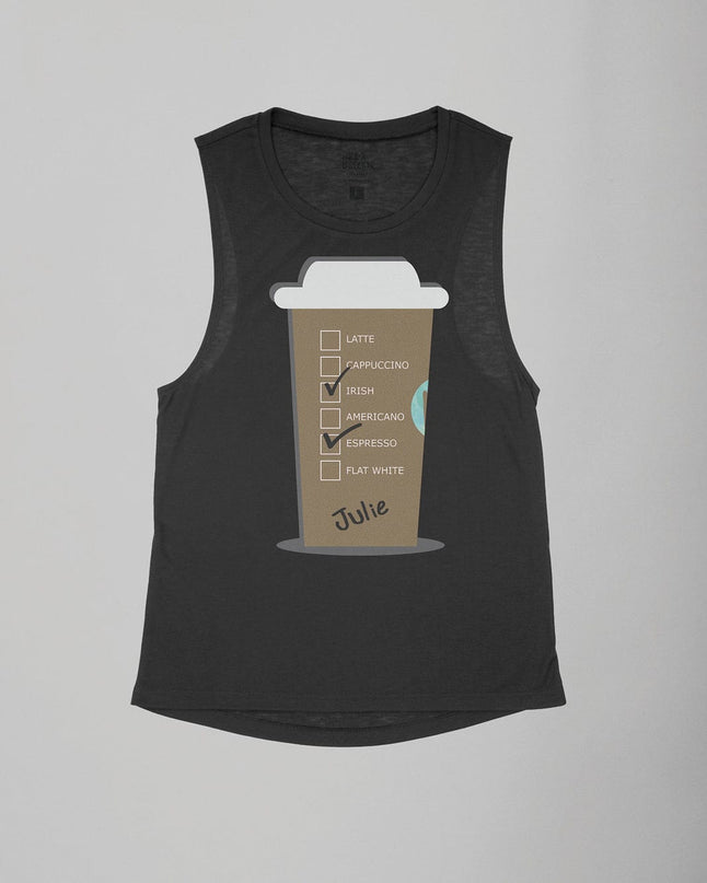 Personalized Giant Hot Coffee Cup (Flavors) Flowy Tank