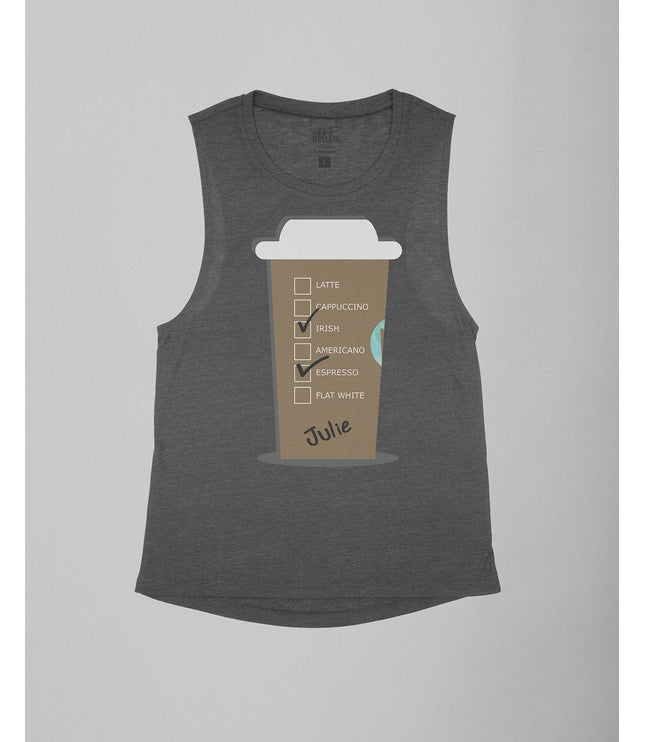 Personalized Giant Hot Coffee Cup (Flavors) Flowy Tank