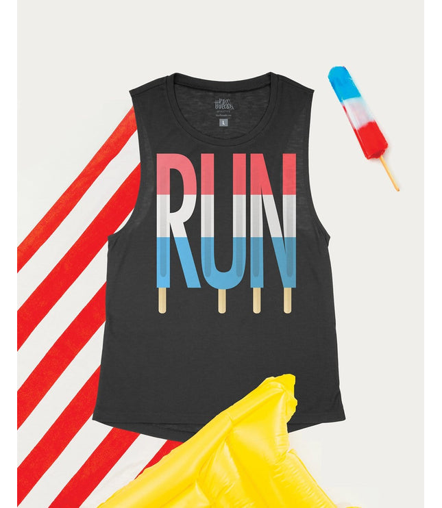 Red, White, and Blue Popsicle BIG RUN Flowy Tank
