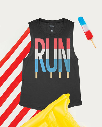 Red, White, and Blue Popsicle BIG RUN Flowy Tank