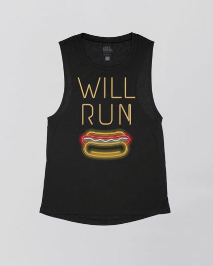 Will Run for HOT DOGS Neon Sign Flowy Tank