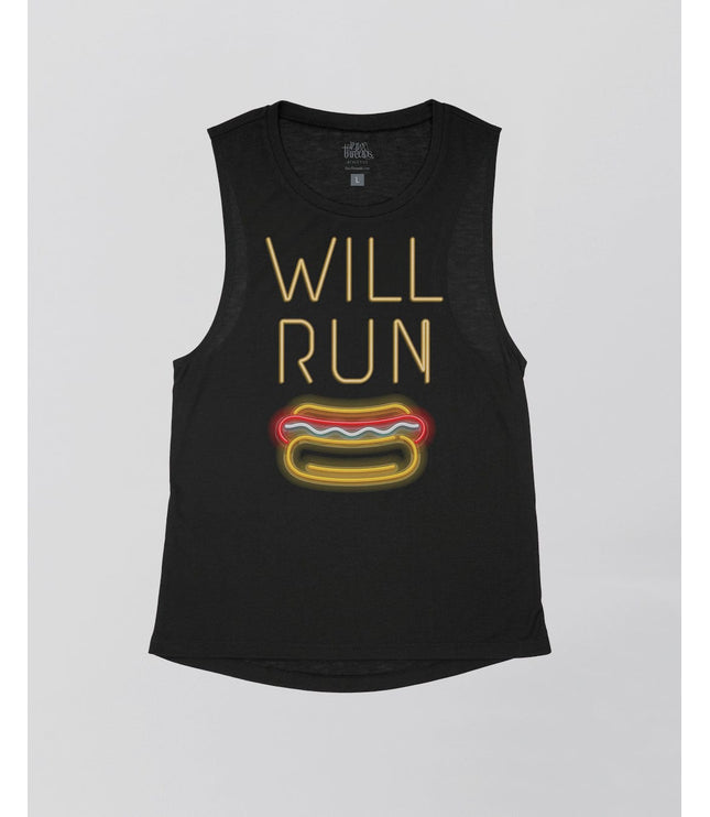 Will Run for HOT DOGS Neon Sign Flowy Tank