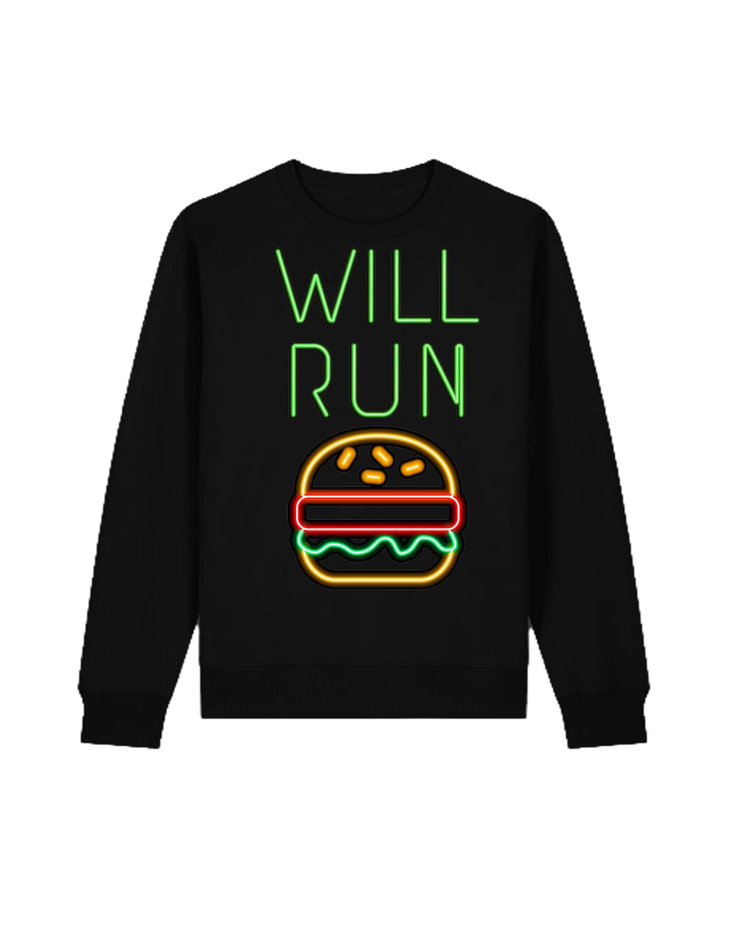 Will Run for HAMBURGERS Neon