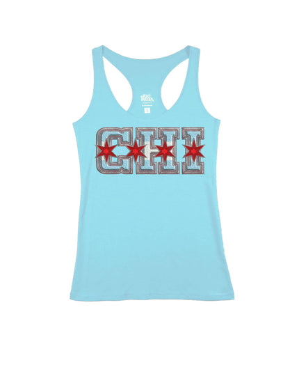 CHI Sorority Letters Powder Blue Racerback