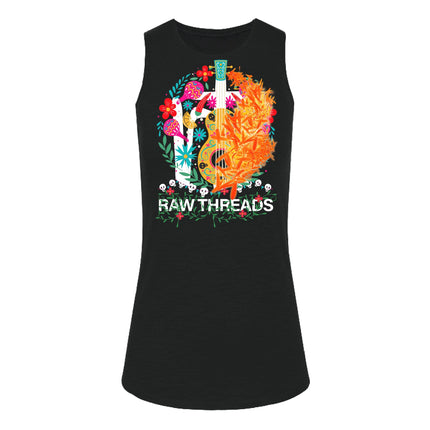 Raw Threads Guitar and Flowers Logo