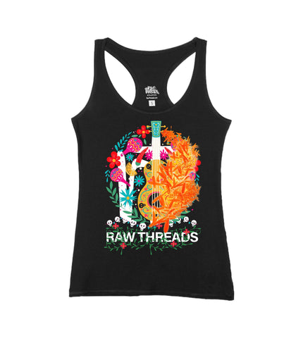 Raw Threads Guitar and Flowers Logo