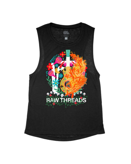 Raw Threads Guitar and Flowers Logo