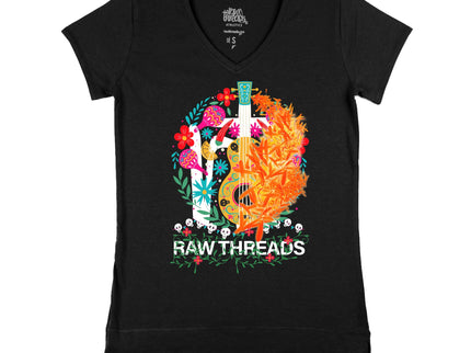 Raw Threads Guitar and Flowers Logo