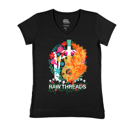 Raw Threads Guitar and Flowers Logo