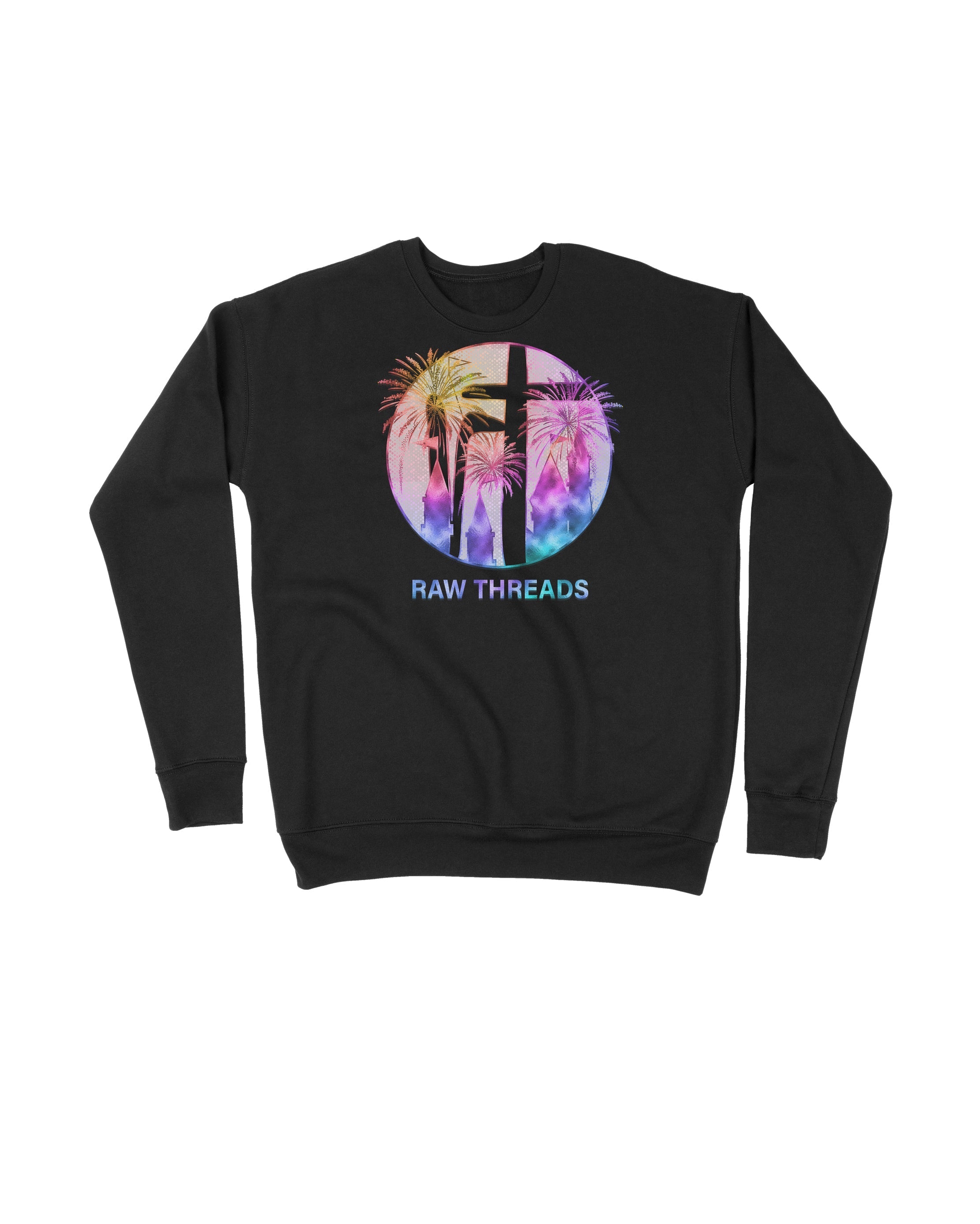 Iridescent Firework Castle Raw Threads Logo