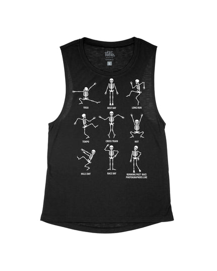 Skeleton Training Schedule Black Flowy Tank