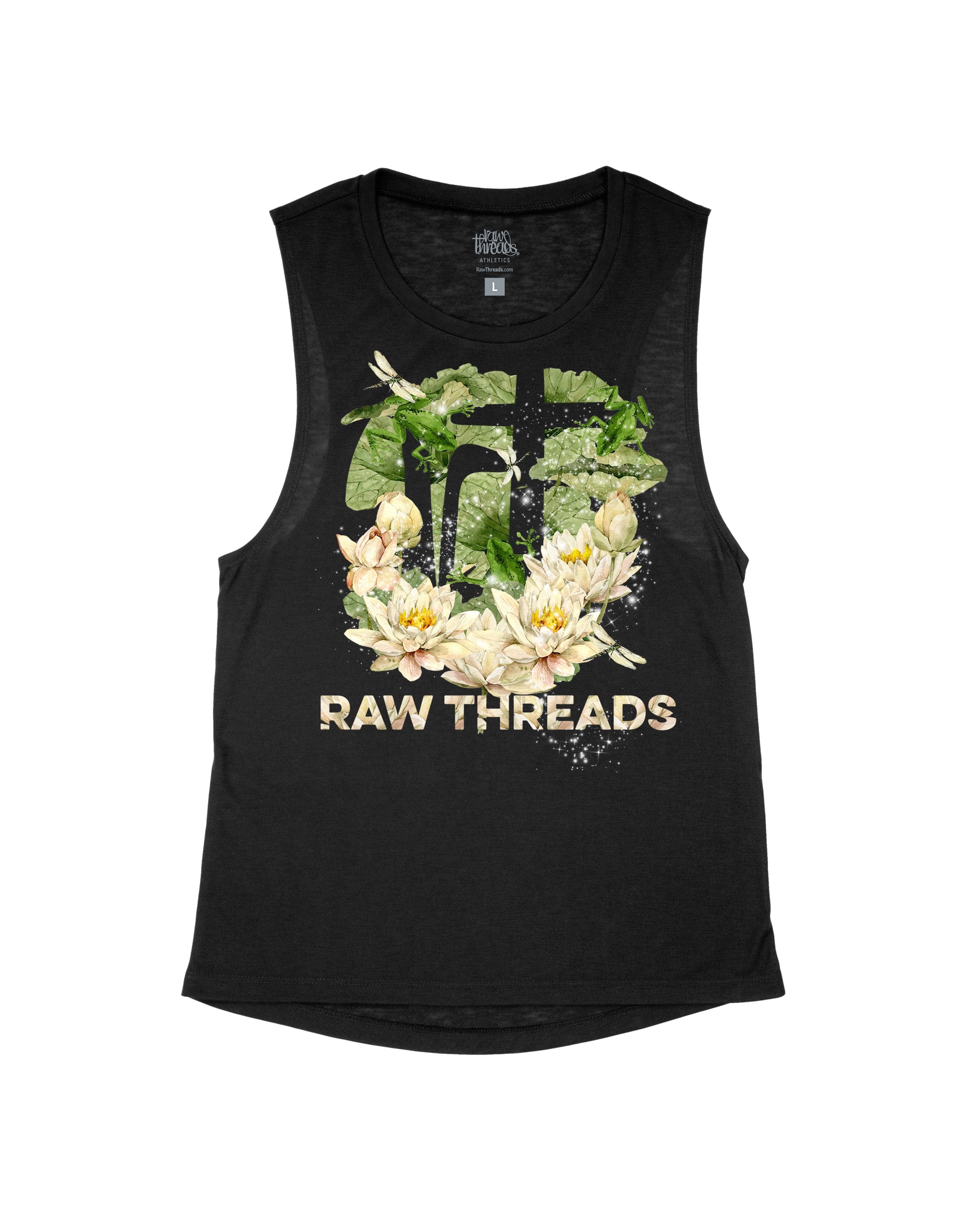 Water Lily and Frogs Raw Threads Logo