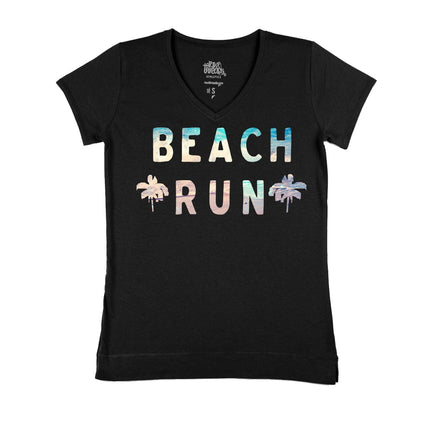 Beach Run with Waves and Sand (2 palm trees)