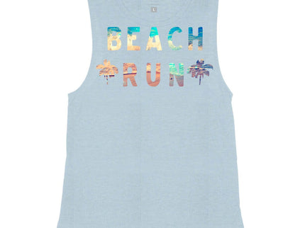 Beach Run with Waves and Sand (2 palm trees)