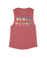 Beach Run with Waves and Sand (2 palm trees)