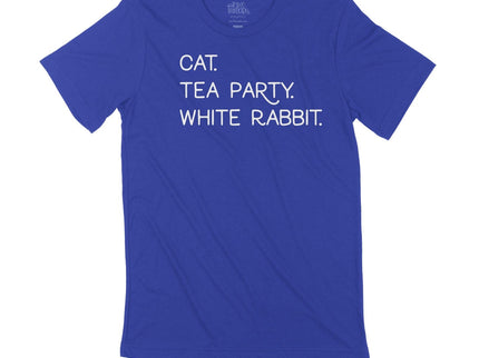 CAT. TEA PARTY. WHITE RABBIT.