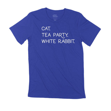 CAT. TEA PARTY. WHITE RABBIT.