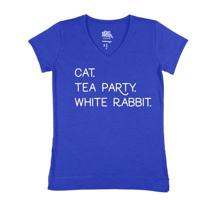 CAT. TEA PARTY. WHITE RABBIT.