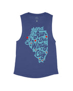 Heather Navy Flowy Tank