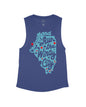 Heather Navy Flowy Tank
