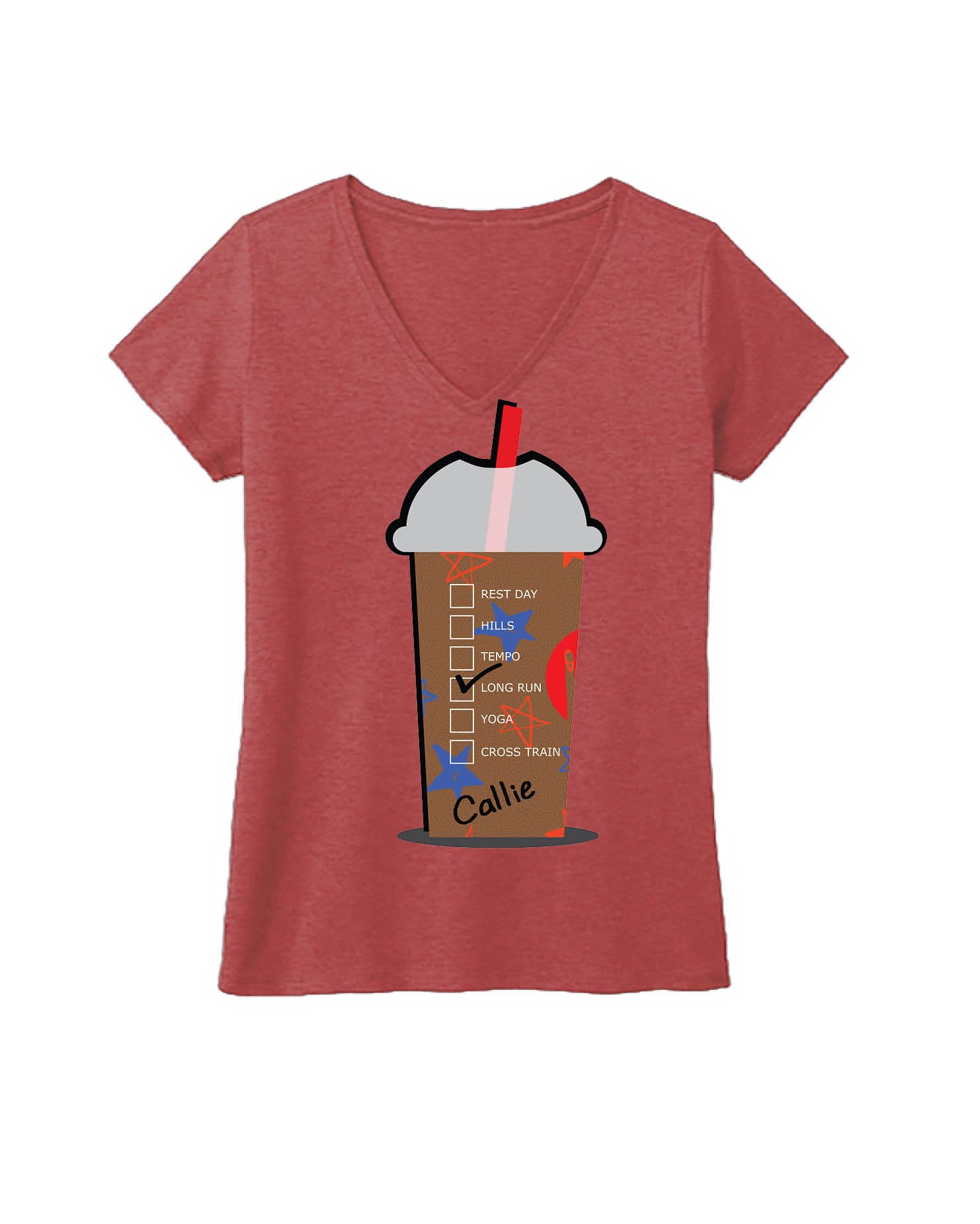 Custom COLD Coffee Cup Red White and Blue Stars