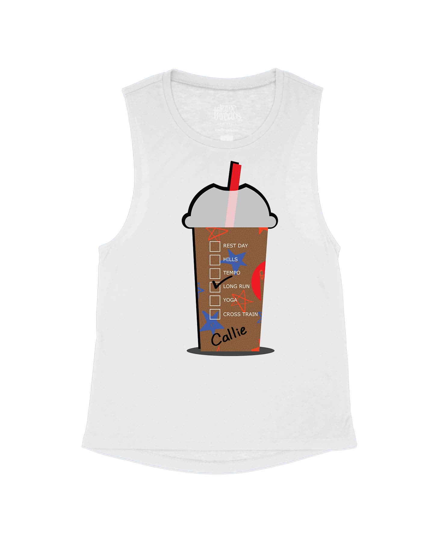 Custom COLD Coffee Cup Red White and Blue Stars