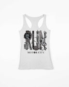 White Spiral Dot Racerback