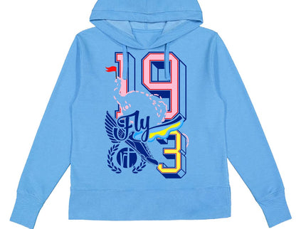 Elephants Fly 19.3 Miles Varsity Block Letters Blue Hoodie