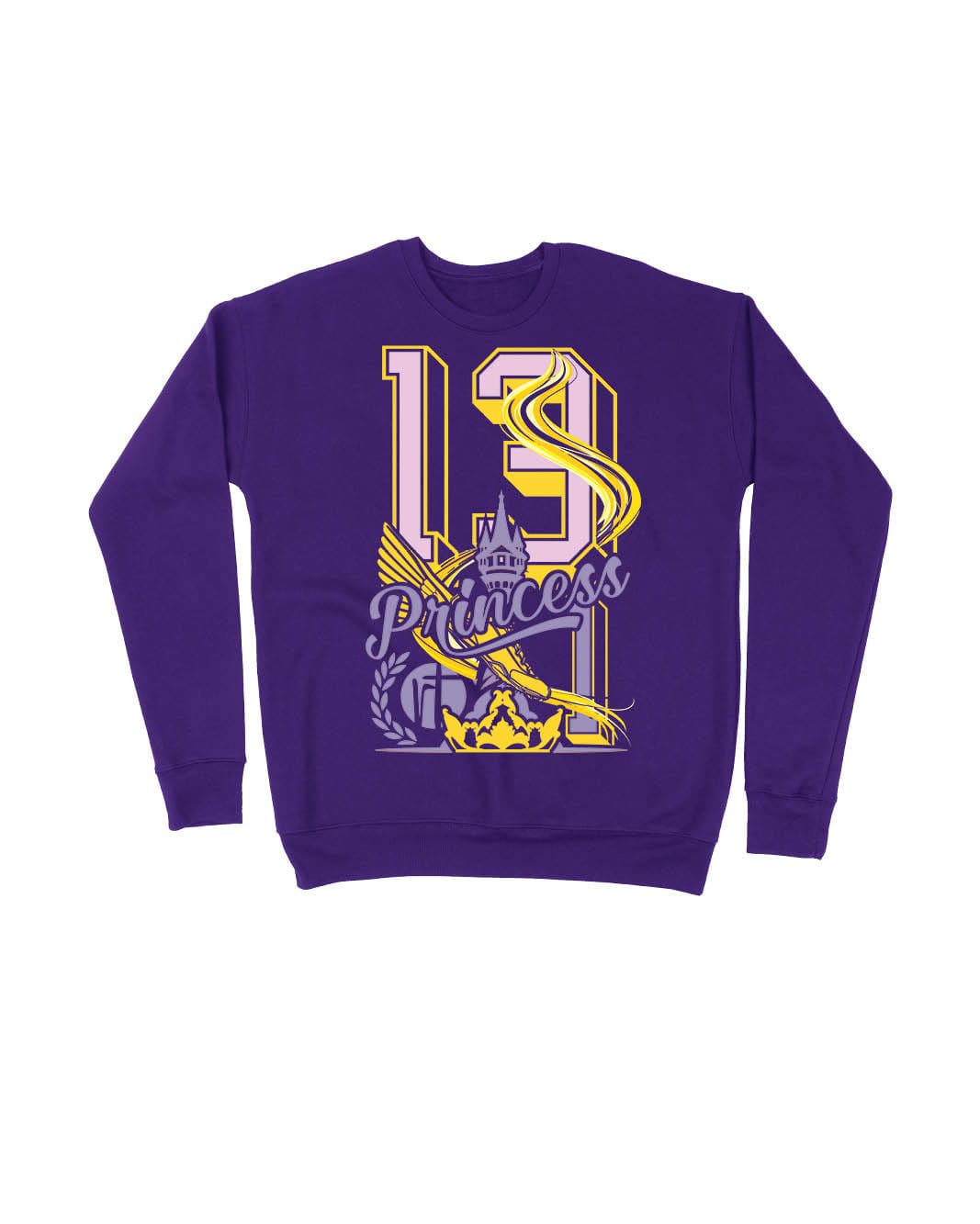 Enchanted Princess Varsity Block Numbers Purple Sweater