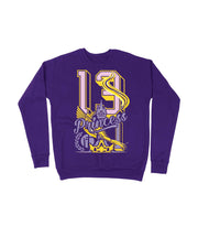 Enchanted Princess Varsity Block Numbers Purple Sweater