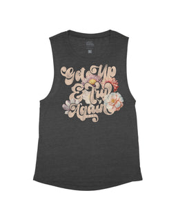 Black Heather Flowy Tank / XS