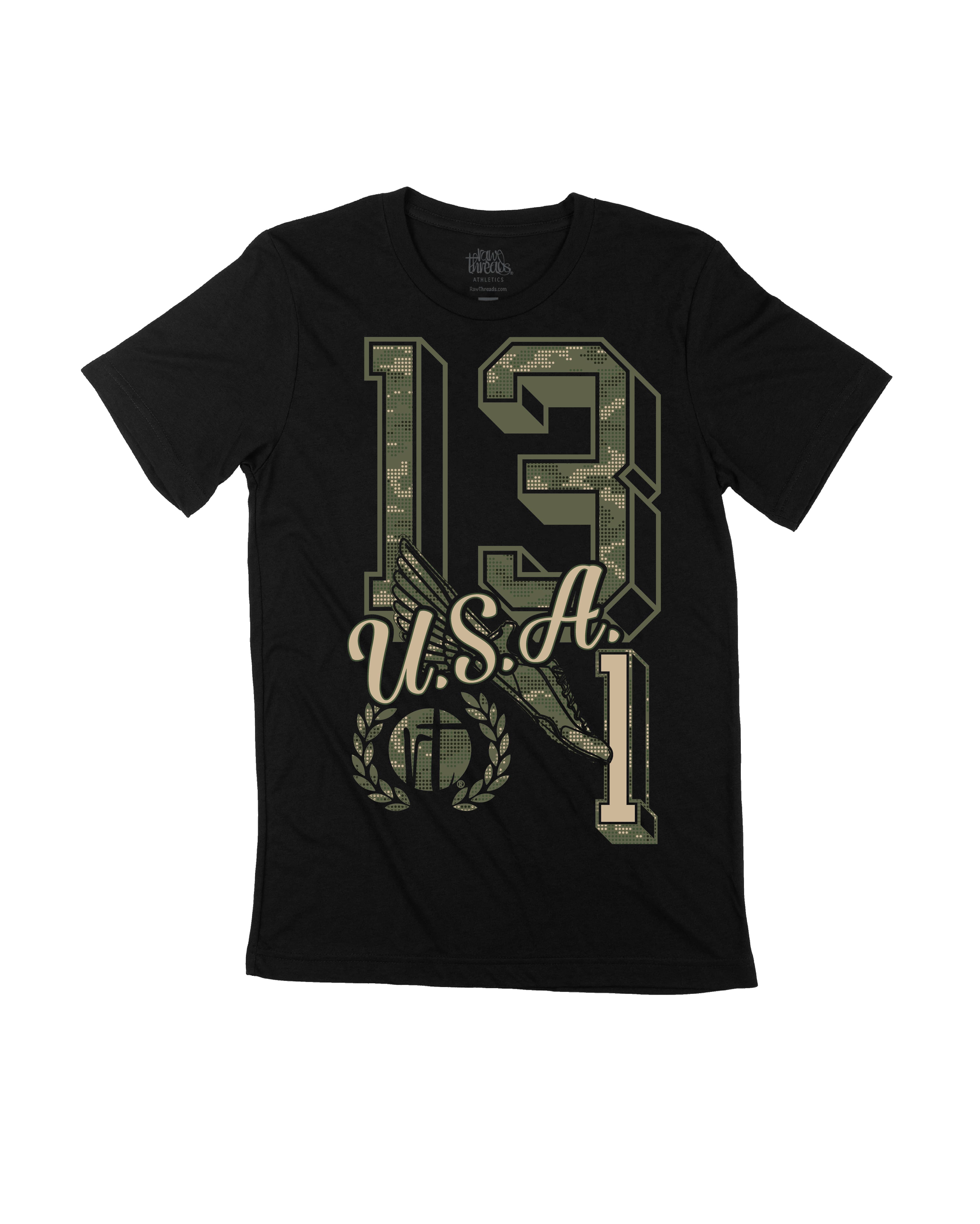 Green Camo 13.1 Varsity Letters USA