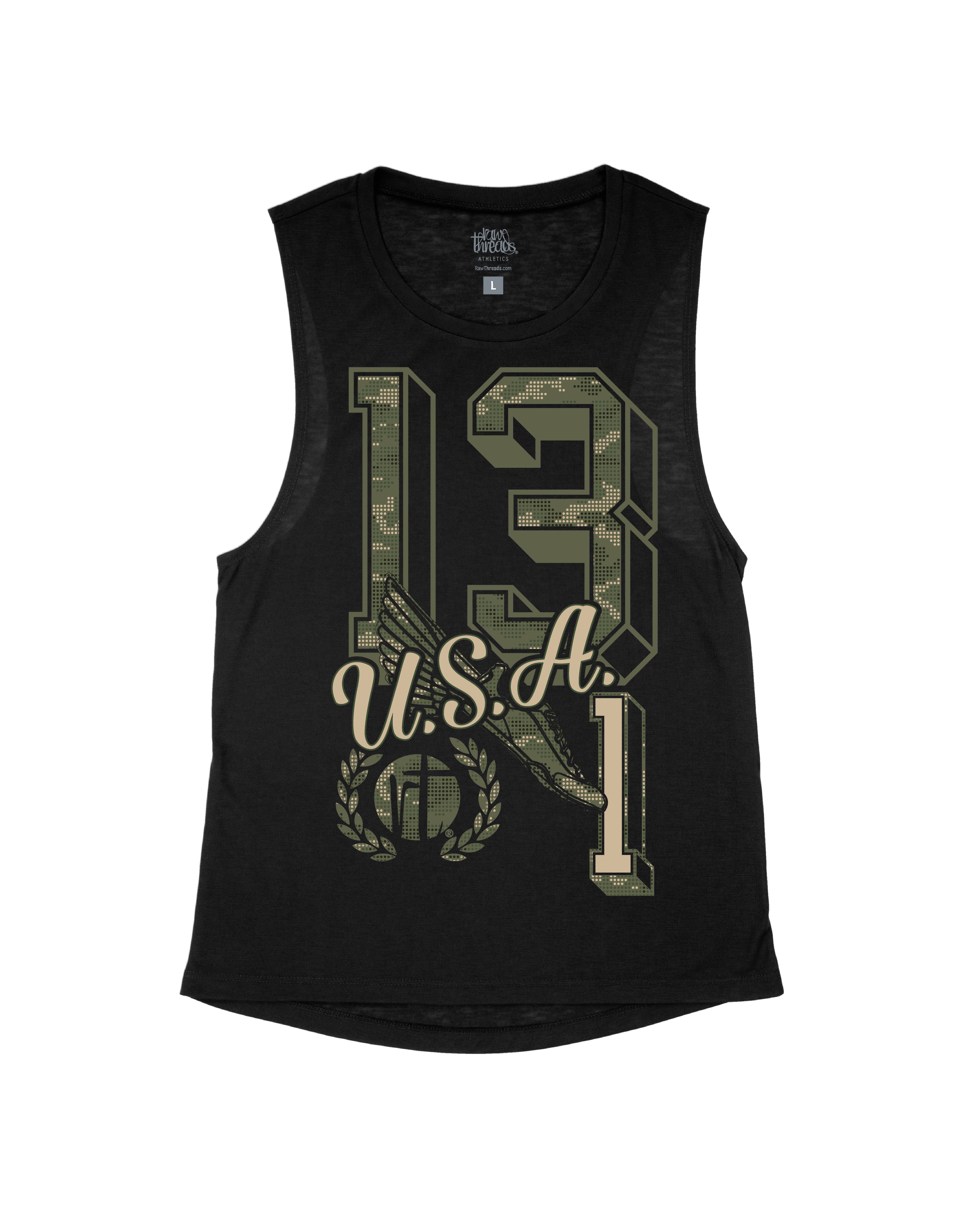 Green Camo 13.1 Varsity Letters USA