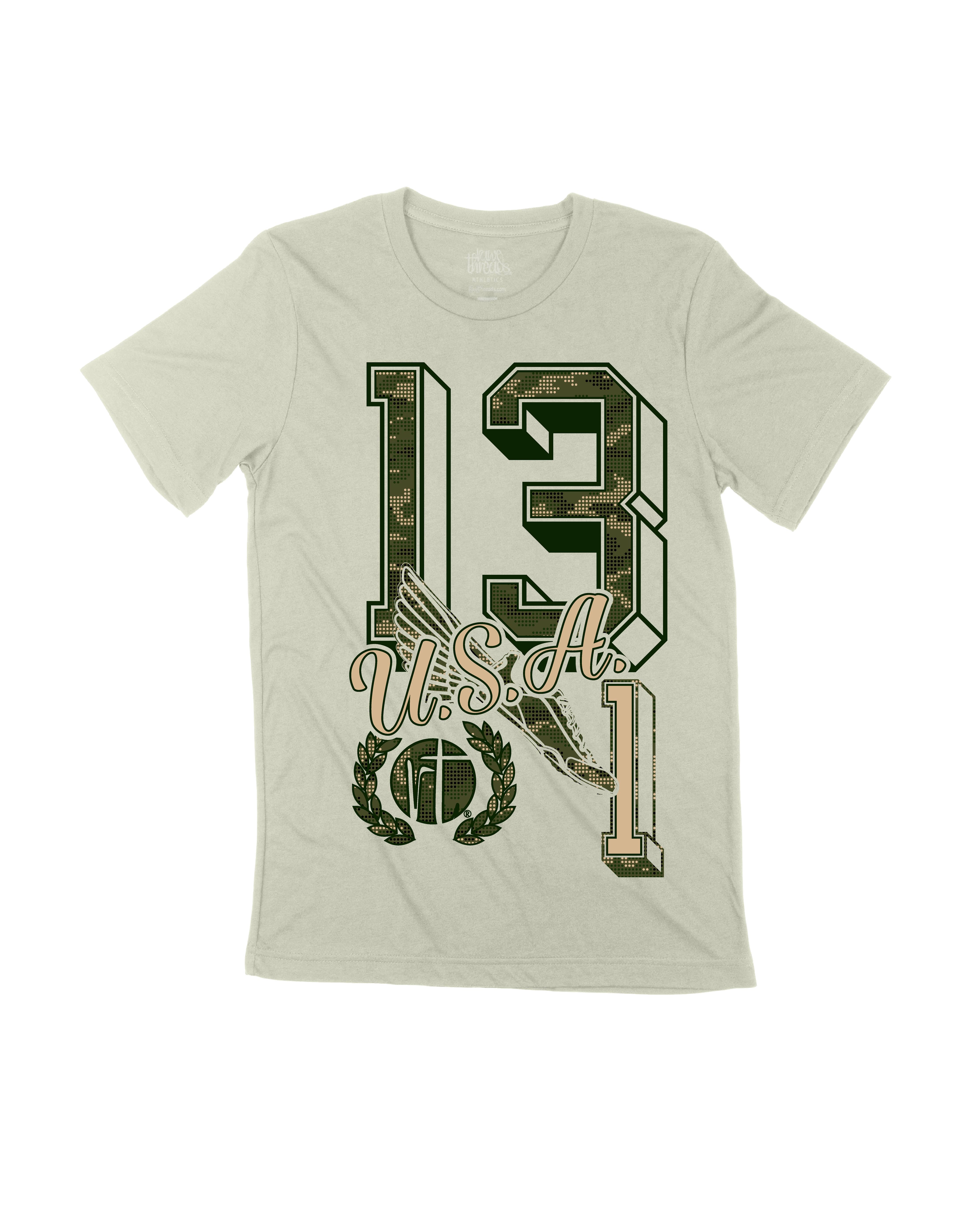 Green Camo 13.1 Varsity Block Numbers USA