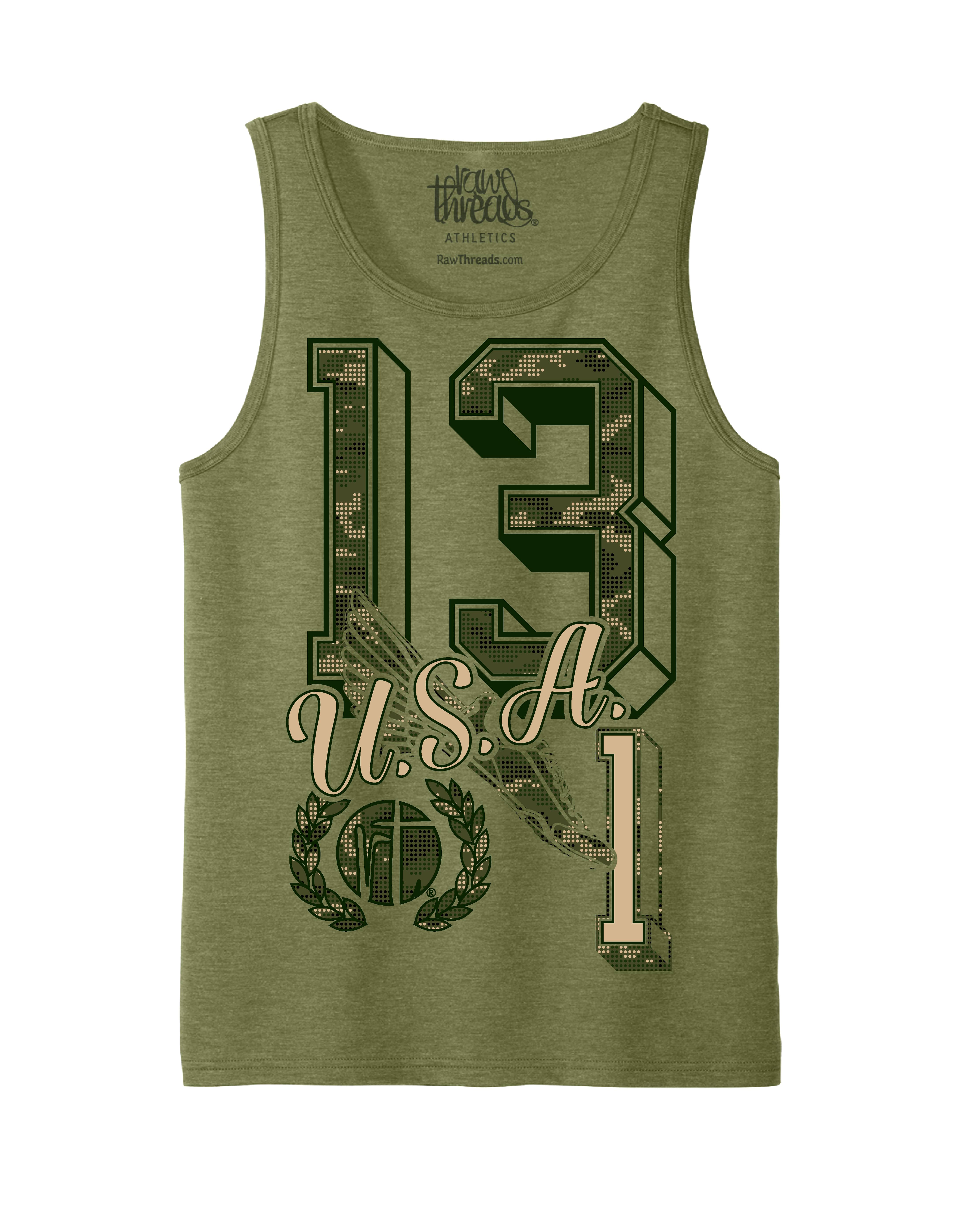 Green Camo 13.1 Varsity Letters USA