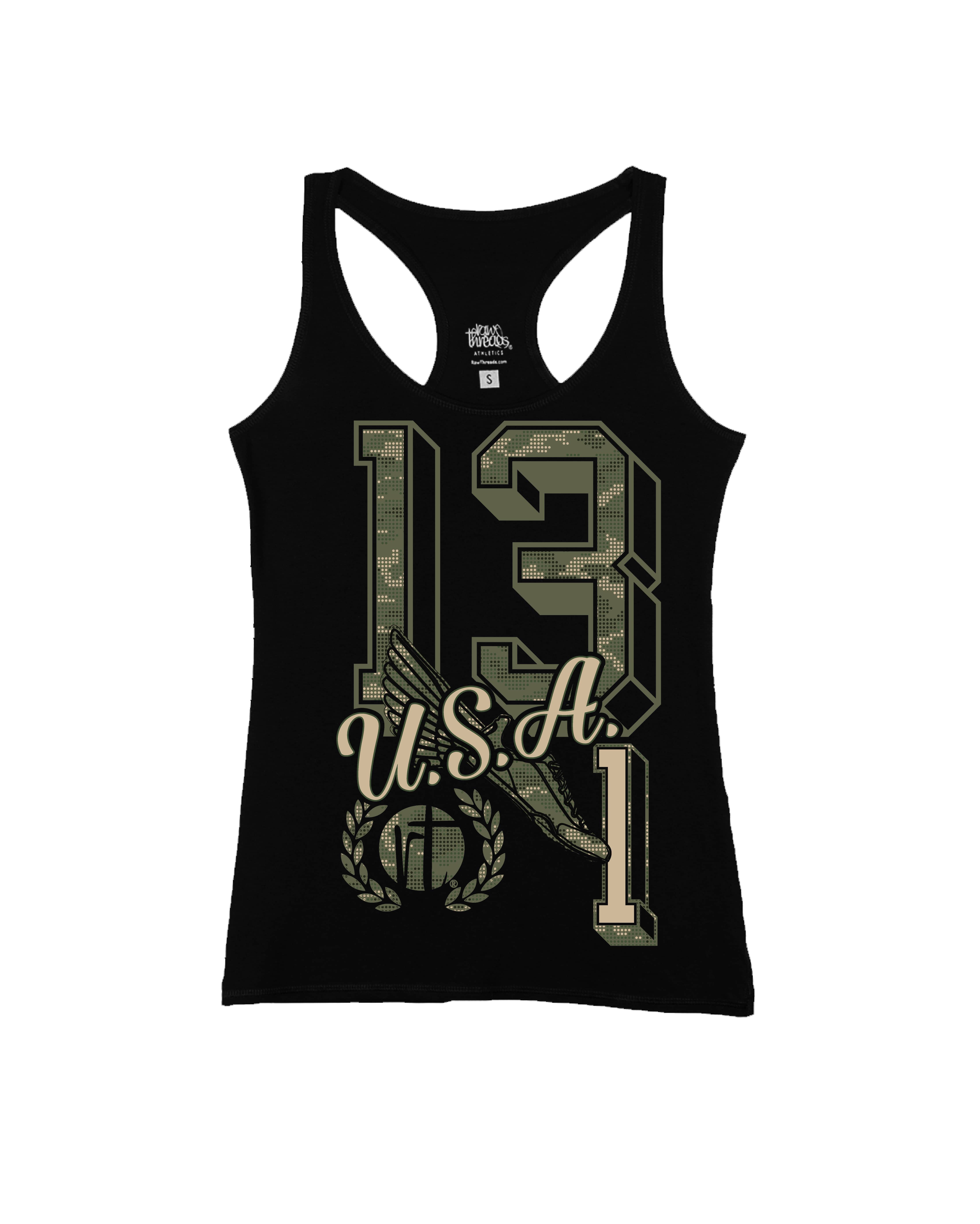 Green Camo 13.1 Varsity Letters USA