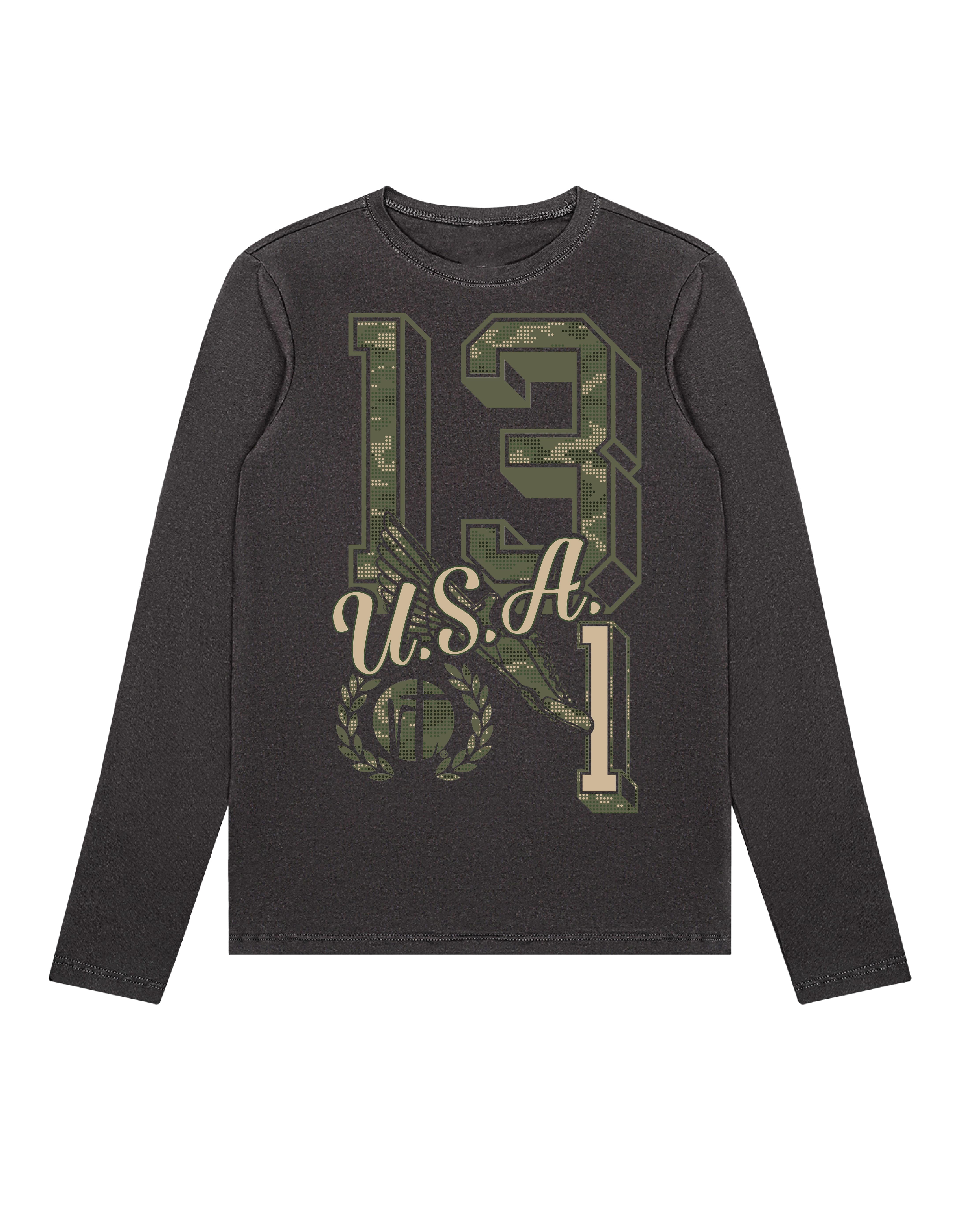 Green Camo 13.1 Varsity Block Numbers USA